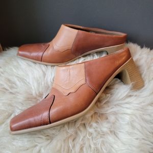 vintage rieker leather patchwork mules slides clogs square toe cowboy boots